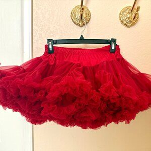 Fluffy Red Petticoat Skirt for Girls